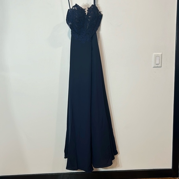 New hello Gorgeous Neptune navy corset upper prom dress gown women’s size 2 - Picture 2 of 9